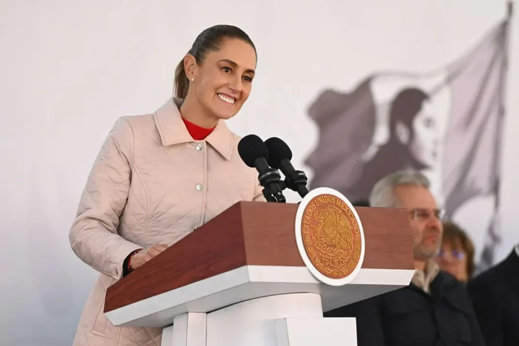 Presidenta Claudia Sheinbaum durante conferencia en Morelia sobre el Plan Michoacán por la Paz y la Justicia.