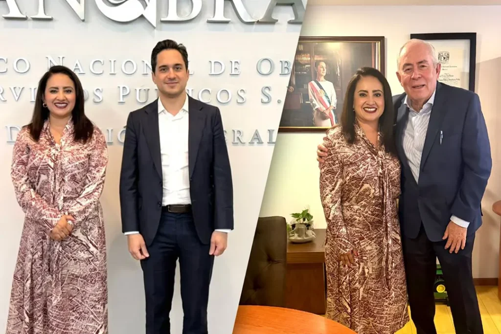 Gladyz Butanda durante reuniones con autoridades federales para impulsar el Plan Michoacán por la Paz y la Justicia.