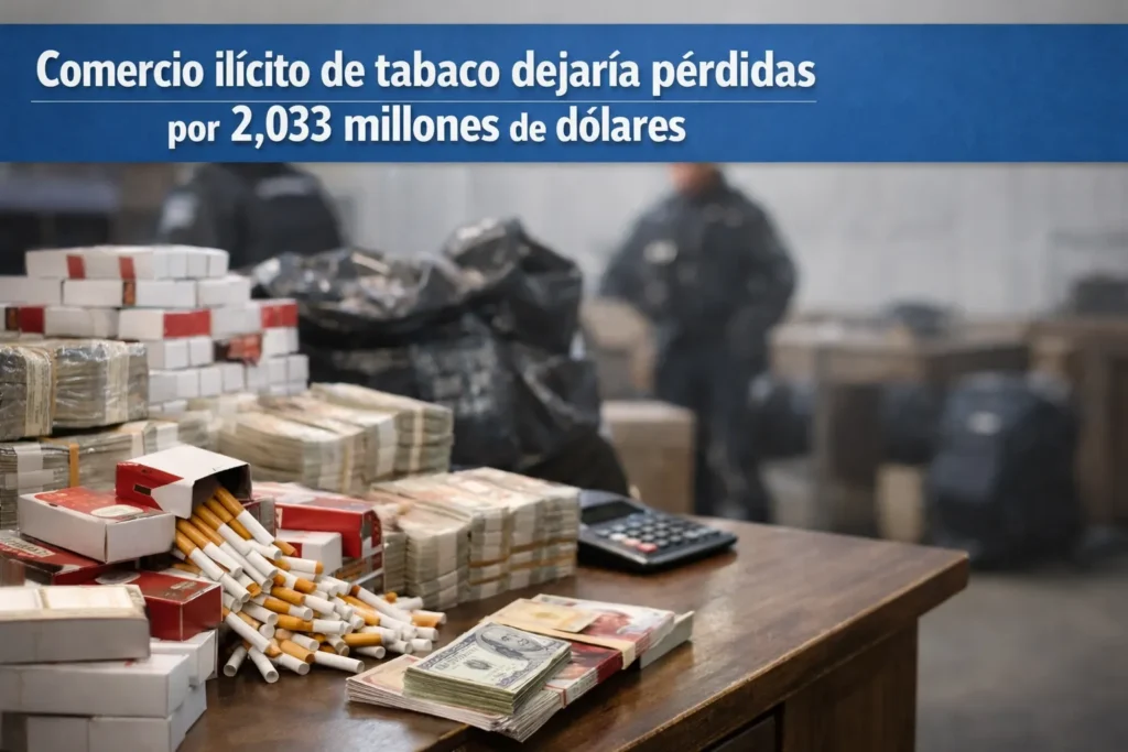 Cajetillas de cigarros legales e ilegales exhibidas como ejemplo del comercio ilícito de tabaco en México.