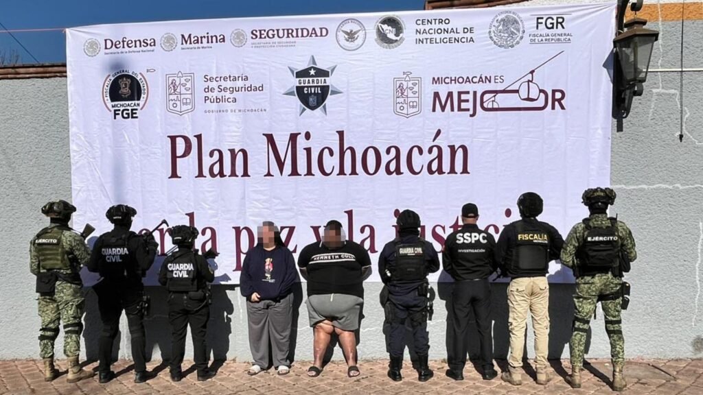 Operativo conjunto de la FGE y fuerzas federales durante la detención de “El Congo” en Apatzingán, presunto implicado en atentado y extorsión agrícola.