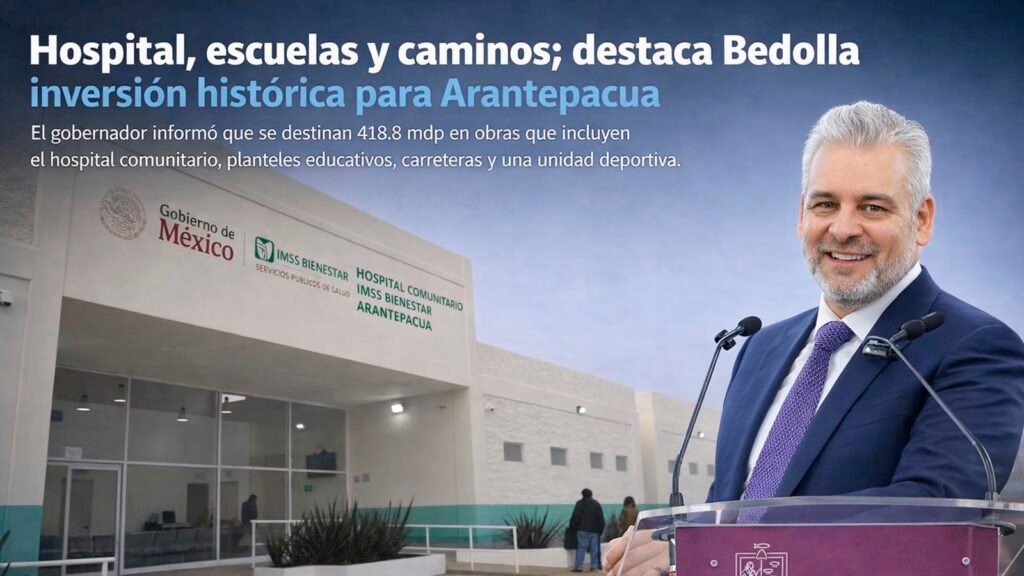 Con 418.8 millones de pesos, Michoacán impulsa obras en Arantepacua como hospital, escuelas y carreteras para mejorar servicios y desarrollo social.