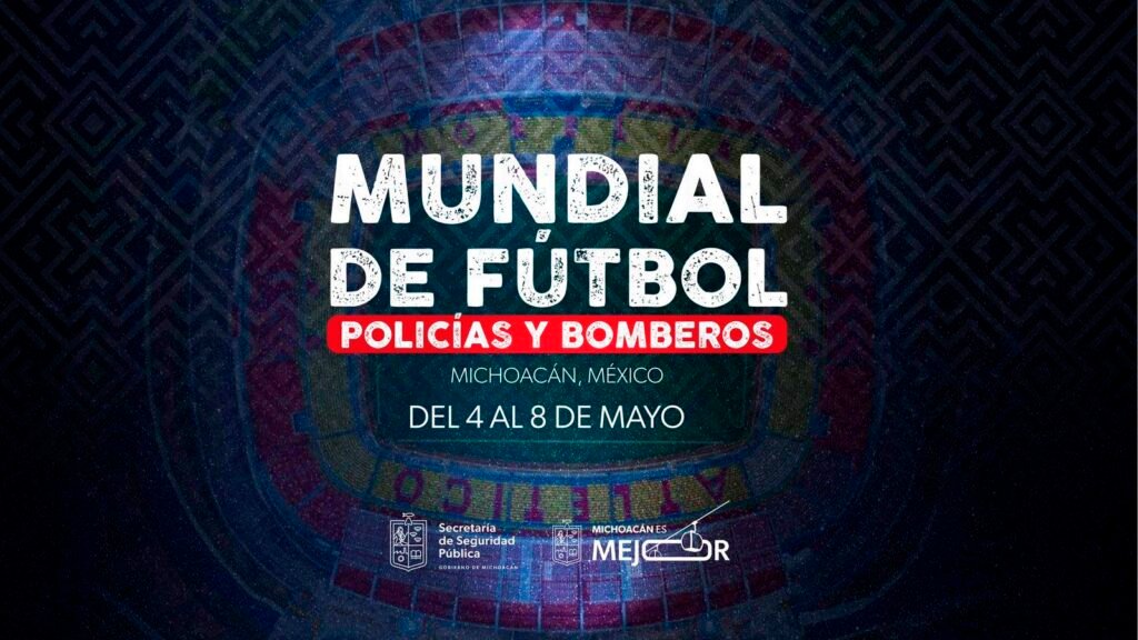 Partido del Mundial de Fútbol Policías y Bomberos en Morelia