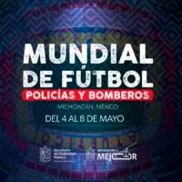 Partido del Mundial de Fútbol Policías y Bomberos en Morelia