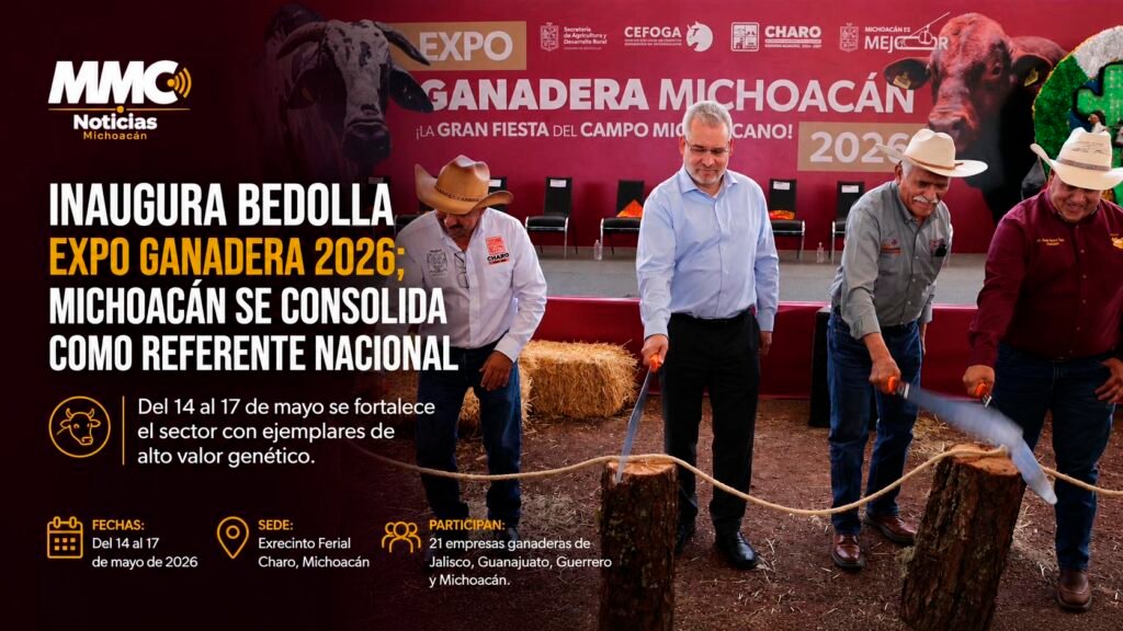 Alfredo Ramírez Bedolla durante la inauguración de la Expo Ganadera Michoacán 2026 en Charo