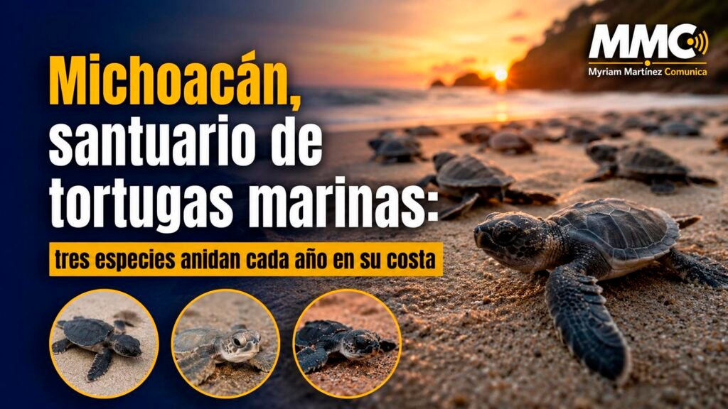 Tortugas marinas anidan en playas de Michoacán durante temporada de arribo