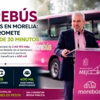 Alfredo Ramírez Bedolla durante el arranque de obras del Morebús en Morelia