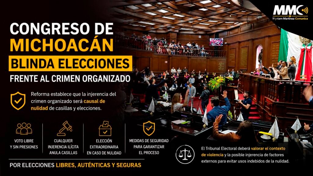 Congreso de Michoacán aprueba reforma para anular elecciones por crimen organizado