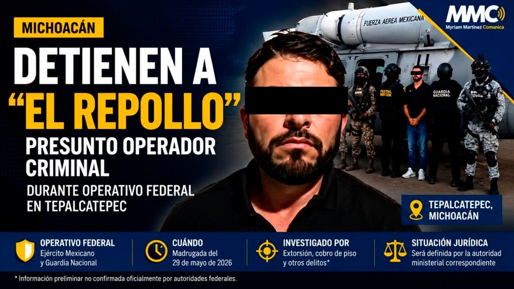 Alonso “N”, alias “El Repollo”, detenido durante operativo federal en Tepalcatepec