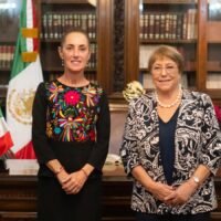 Michelle Bachelet durante reunión con Claudia Sheinbaum en Palacio Nacional