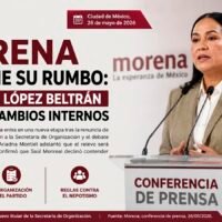 Ariadna Montiel Presidenta del CEN morena en rueda de prensa