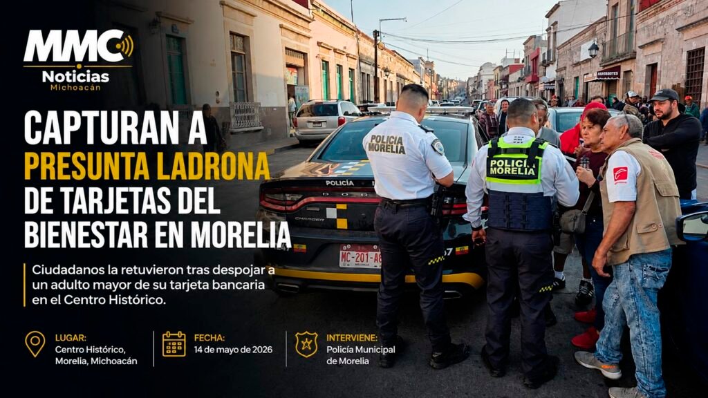 Presunta mujer detenida por ciudadanos tras robo de tarjeta del Bienestar en Morelia