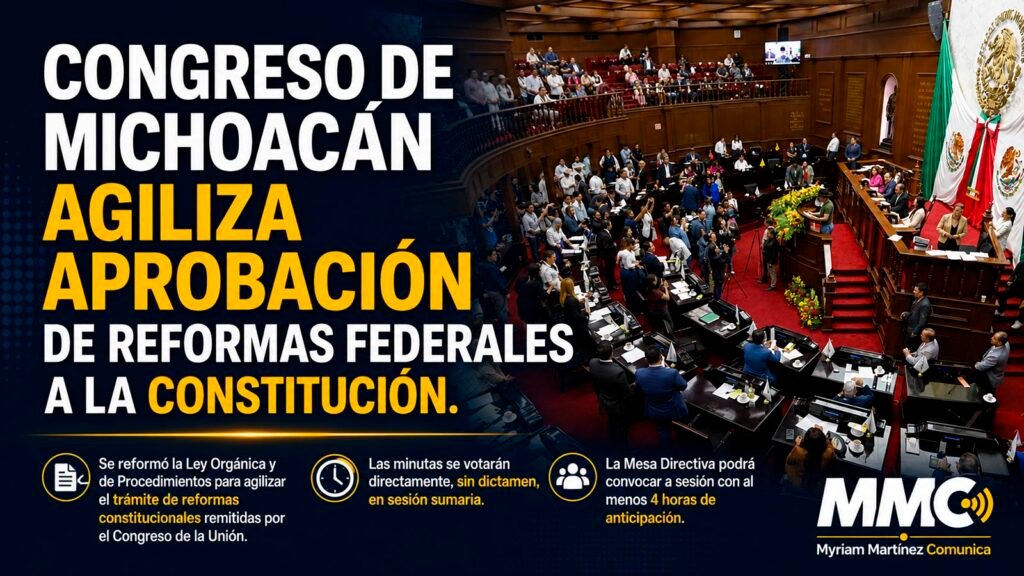 Diputadas y diputados durante sesión del Congreso de Michoacán sobre reformas legislativas