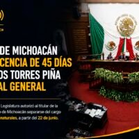 Sesión del Congreso del Estado de Michoacán donde se aprobó la licencia temporal del Fiscal General.