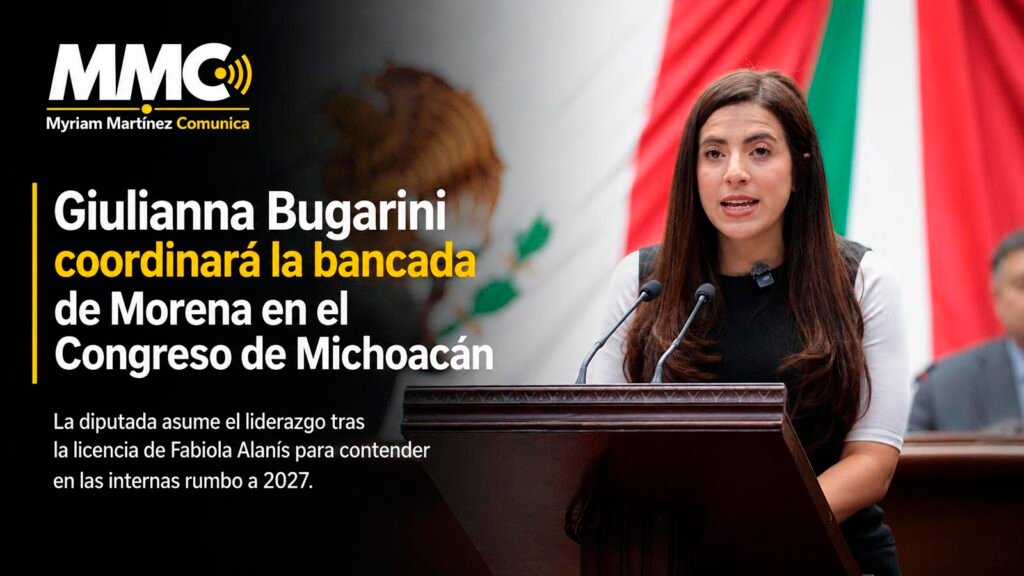 La diputada Giulianna Bugarini Torres, nueva coordinadora del grupo parlamentario de Morena en Michoacán.