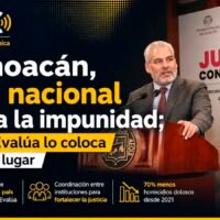 Alfredo Ramírez Bedolla presenta resultados de México Evalúa que colocan a Michoacán como el estado con menor índice de impunidad.