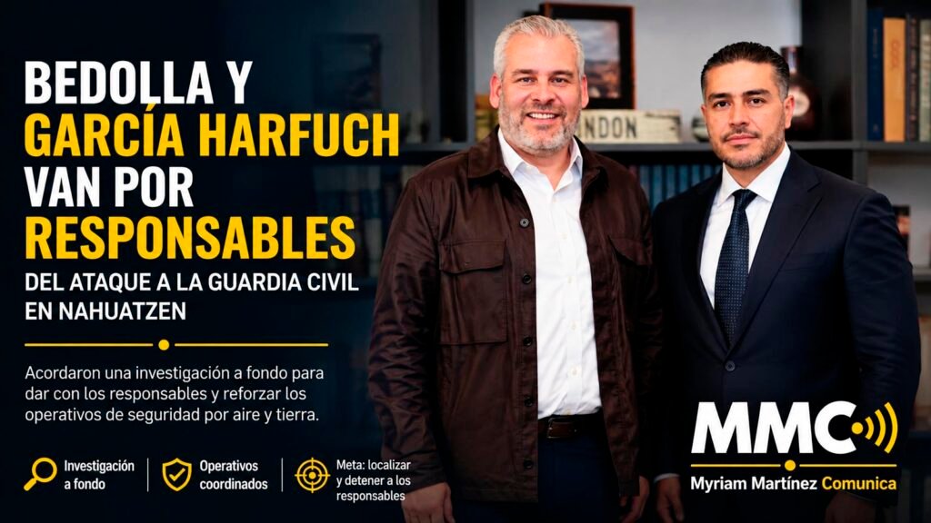 Alfredo Ramírez Bedolla y Omar García Harfuch coordinan acciones tras el ataque contra elementos de la Guardia Civil en Nahuatzen.