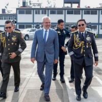 Alfredo Ramírez Bedolla durante la ceremonia del séptimo aniversario de la Guardia Nacional en Michoacán.