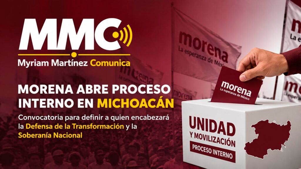 Morena lanzó la convocatoria para elegir a quien encabezará la Defensa de la Transformación en Michoacán; el proceso se definirá mediante encuestas.