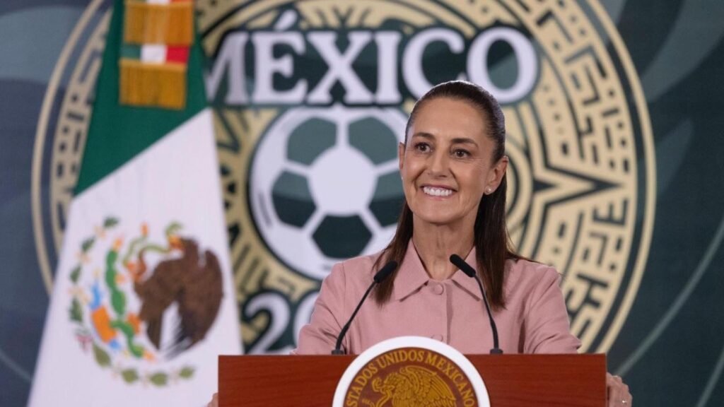 Claudia Sheinbaum en rueda de prensa el día de la inauguración del mundial