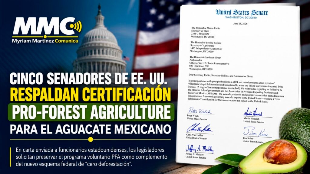 Carta firmada por cinco senadores de Estados Unidos sobre la certificación Pro-Forest Agriculture.
