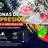 Dos zonas de baja presión en el Pacífico bajo vigilancia de Protección Civil de Michoacán por posible evolución a ciclón tropical.