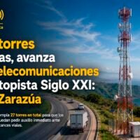 Torres de telecomunicaciones instaladas para ampliar la cobertura celular en la Autopista Siglo XXI.