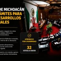 Construcción de viviendas en un desarrollo habitacional de Michoacán.