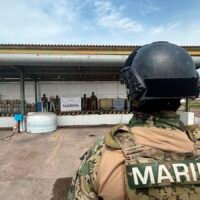 Elementos de la Secretaría de Marina participan en el aseguramiento de casi 8 mil litros de hidrocarburo durante un operativo en Arteaga, Michoacán.
