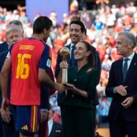 Claudia Sheinbaum durante su mensaje tras la conclusión del Mundial 2026.