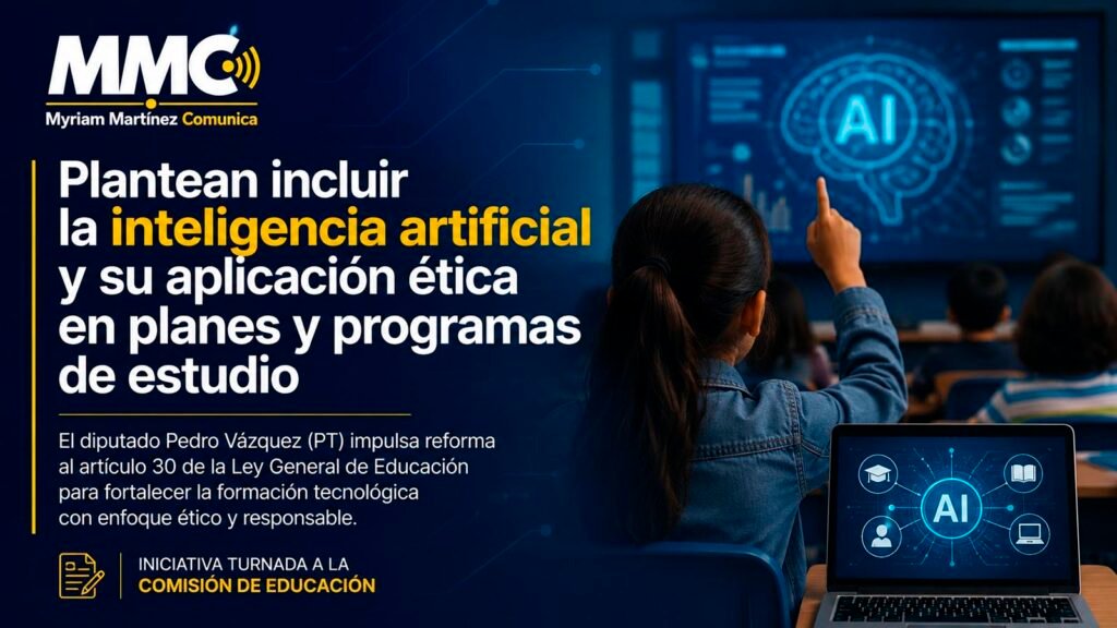Estudiantes utilizan herramientas digitales e inteligencia artificial en un salón de clases.
