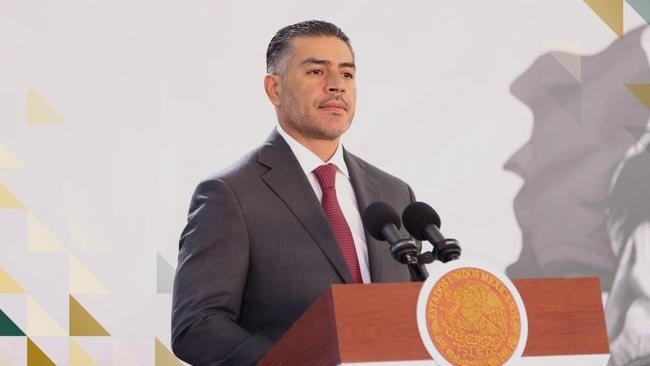 Omar García Harfuch presenta los resultados de la Estrategia Nacional de Seguridad en Michoacán.