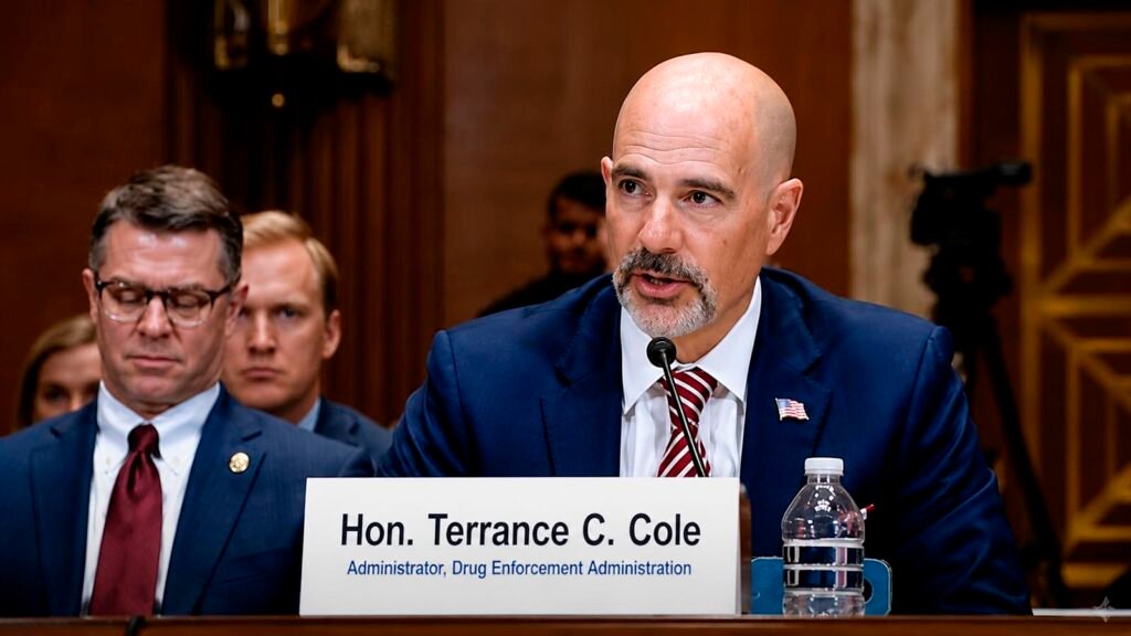 Terrance Cole, director de la DEA, durante la Cumbre por una América Libre de Fentanilo.