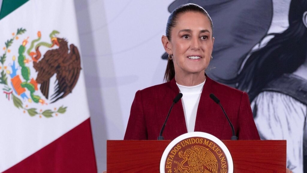 La presidenta Claudia Sheinbaum durante la conferencia matutina en la que habló sobre los derechos de las audiencias.