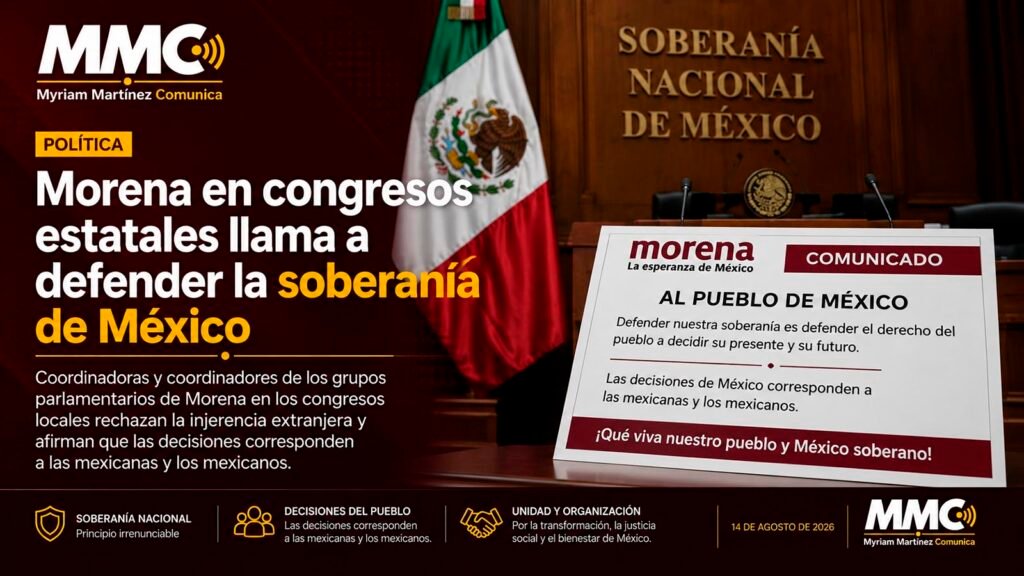 Comunicado de Morena firmado por coordinadores parlamentarios de los congresos locales.