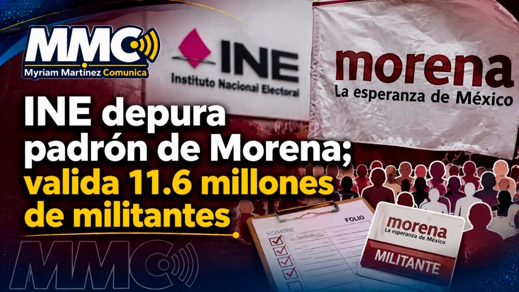 El INE concluye la verificación trianual del padrón de Morena, que queda con alrededor de 11.6 millones de militantes válidos rumbo al proceso electoral de 2027.