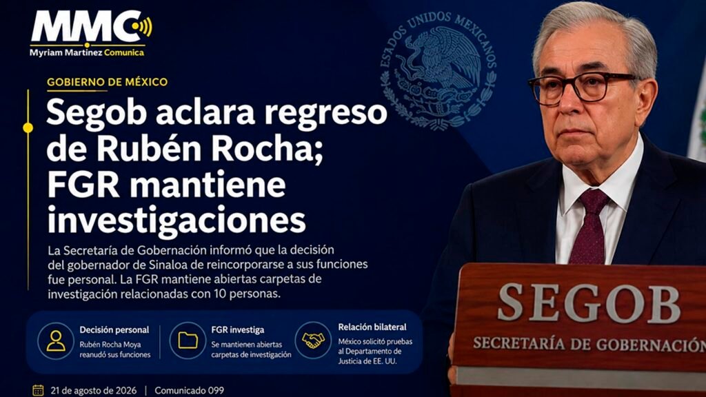 Rubén Rocha Moya, gobernador de Sinaloa, cuya reincorporación al cargo fue abordada por la Secretaría de Gobernación.