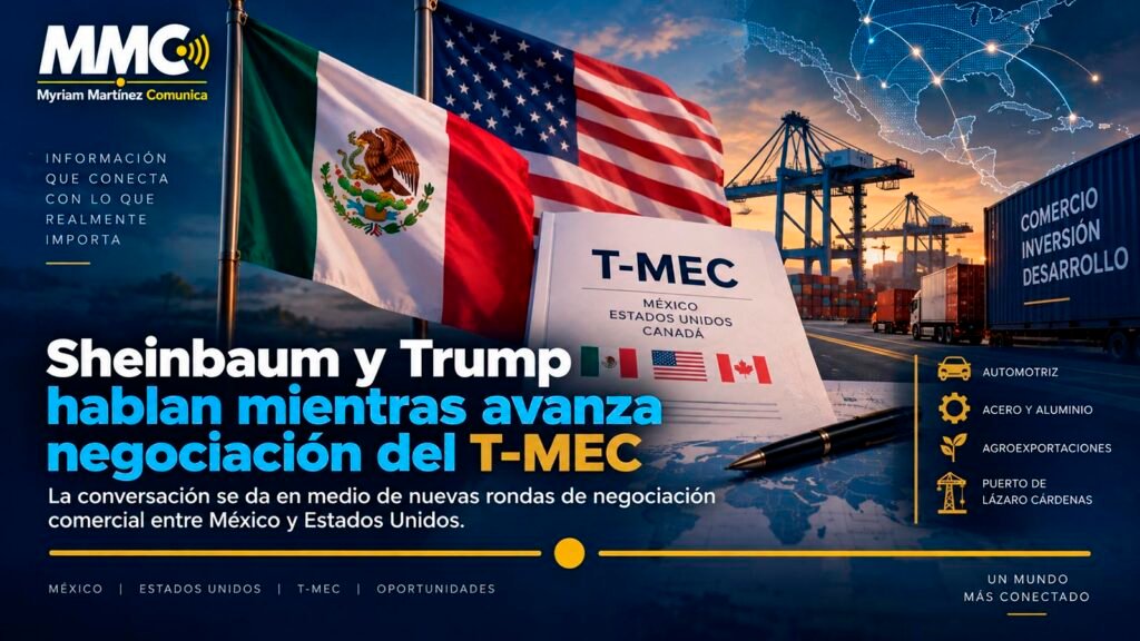 Claudia Sheinbaum y Donald Trump en imagen contextual sobre las negociaciones del T-MEC.