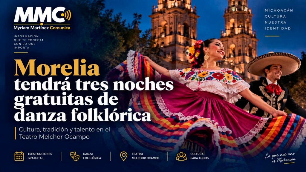 Bailarines del Ballet Folklórico del Estado de Michoacán durante una presentación.