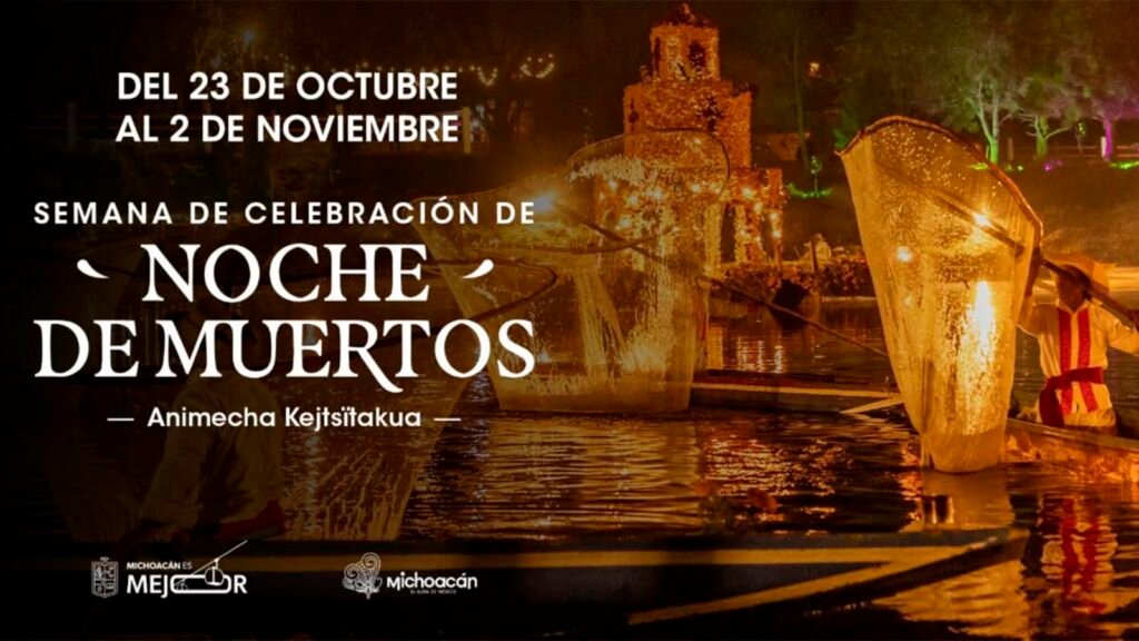 Elaboración tradicional de un arco con flores de cempasúchil en una comunidad purépecha de Michoacán.